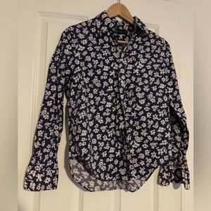 Ralph Lauren Navy Floral Women’s button down shirt Size 4